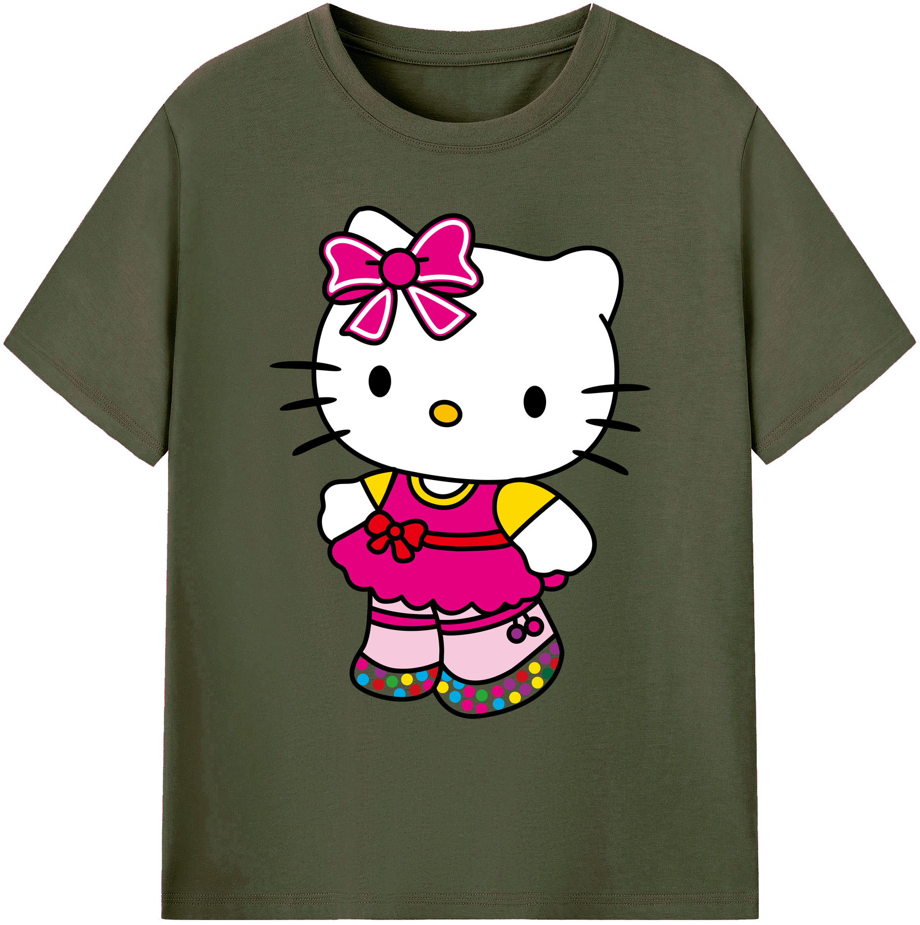 （画像用） Hello Kitty ハローキティ 綿100％ メンズ半袖Tシャツ｜肌触りやわらか＆通気性